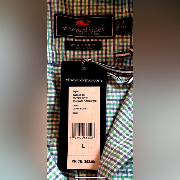 NWT Vineyard Bell Haven Plaid Oxford Boy’s Size 16 in Capri Blue - Picture 3 of 6